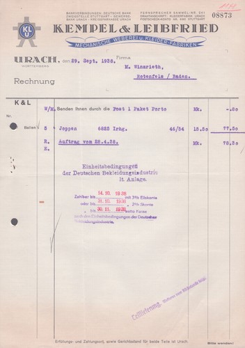 Rechnung kempel leibfried - kempel,