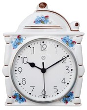 Funk-Küchenuhr Wanduhr Funkuhr Wohnraumuhr Keramik-Uhr Mühle  Vergissmeinnicht