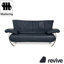 Musterring Leder Zweisitzer Blau Sofa Couch