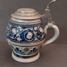 Westerwald Kleiner Keramik Krug mit Zinndeckel 1/4 Liter