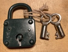 VOLM dunkelgrün Schloss Vorhängeschloss alt antik vintage Lockpicking 45mm