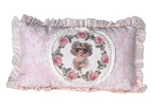 Vintage Kissen Spitzenkissen Frauenkopf Dekokissen Jugendstil Sofakissen 28x47cm