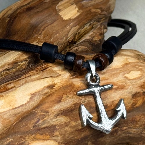 Leather necklace surfer chain - leather,