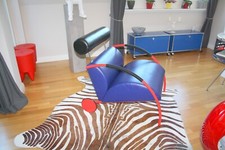 COR Zyklus, Leder Blau, Bauhaus-Farben, Peter Maly, restauriert, 1980 er, Traum