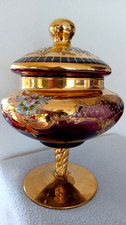 Große Deckel Schale /Bonboniere -MURANO- 24K Gold und Emalie Auflage - Höhe 21cm