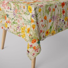 Tischdecke abwaschbar Feldblumen ecru bunt div. Größen von SCHÖNER LEBEN.