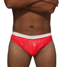 PVC Slip 6601L Lackoptik Herren Unterwäsche Unterhose Gummihose Rot Lack 