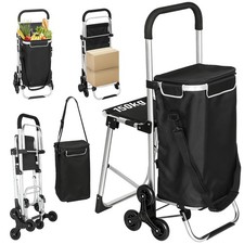 3-in-1 Einkaufstrolley klappbar mit 40L Kapazität, klappbar Sitz, bis 25kg