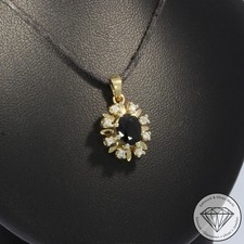 Wert 730 € Brillant Saphir Anhänger 585 14 Karat Gelb Gold xxyy