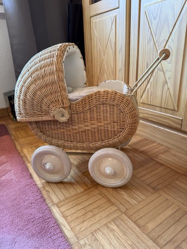Vintage puppenwagen rattan - vintage,