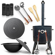 Feuerofen Utschak Ø 49 cm. mit Gusseisen Kazan 22 L Herdplatte  Kasan Учаг Uchag