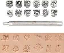 12 Stück Leder Stempel Leder Prägestempel Set Leder Punzieren Leather Carving C