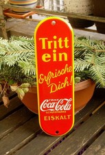 Altes Email-Türschild Tritt