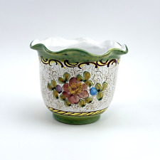 VTG Deruta Keramik Übertopf | Blumenmotiv | Handbemalt | Italien | Ø14cm