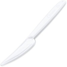 Mehrweg Messer Plastikbesteck extra stark  weiß, Lebensmittelecht  50 - 1000 St.