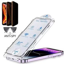 Glas Sicht Blick Schutz Folie für iPhone Samsung Privacy 9H Glass Anbringhilfe