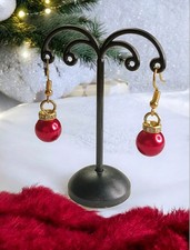 1 paar Ohrringe Rot"Christbaumkugeln "  Perlen Ohrringe Weihnachten Modeschmuck 