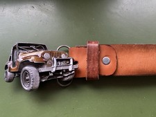 Gürtel mit Greifvogel-Ornamenten Schnalle Jeep Wrangler 112cm Braun Gold