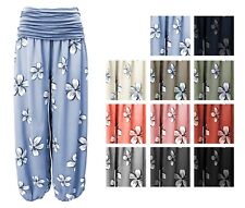 Haremshose Damen leichte Strandhose luftige Hippiehose Gummizug weite Pumphose