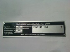 Nameplate ID plate plate IFA