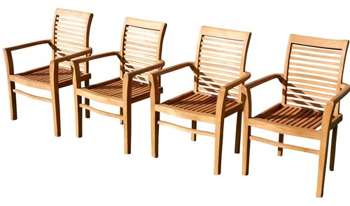 4stk teak gartensessel - teak,