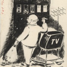 Illustration Berlin Humor Geldener Hans Unterhalter Zeichnung signiert 1958