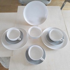 Arzberg Tunis Teaworld 3x Teegedeck weiß grau + Zuckerschale, Design U.Bögel