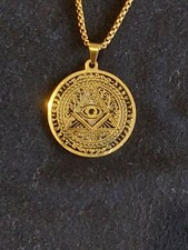 Illuminati Halskette mit goldglänzendem Medaillon: "Das alles sehende Auge"