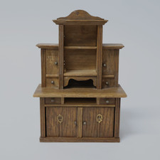Altes Puppenstuben Holz Puppenmöbel Modellmöbel Aufsatzschrank Zierschrank (13)