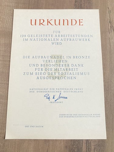 Ddr originale urkunde blanko - ddr,