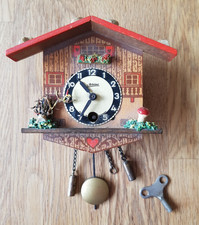 Vintage Miniatur Kuckucksuhr, 50er Jahre - funktionstüchtig mit orig. Schlüssel