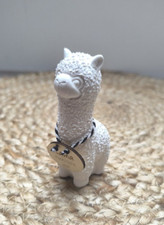 Deko Figur Lama Alpaka Weiß Raysin Handgemacht Holz Schild Witzig Geschenk