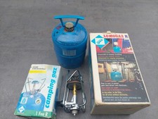 Camping Gas Typ 901 Flasche gefüllt  1x Camping Gaz Kocher u. 1x Camp. Gaz Lampe