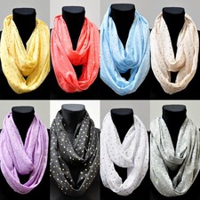 GLITZER  Jersey Tuch Loop Schal Halstuch Rundschal Schlauchschal Stern Sterne