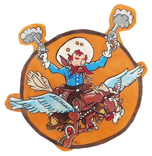Handgemalter patch aus leder - patch,