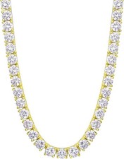 Tennis Kette 3mm Chain Iced Out Hip Hop Herren Damen Halskette Zirkonia 14K-Gold