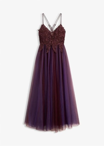 Maxikleid aus zartem tüll mit - maxikleid,