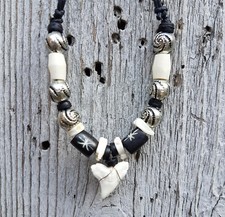 n188-J / Echter Haifischzahn Shark tooth  Kette Hai Haizahnkette Surferkette  
