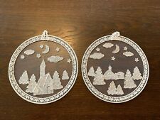 Set: 2 Tüllfensterbilder Fensterbild Weihnachten Winter Fensterschmuck Stickerei