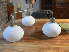 Deckenleuchte Hängelampe Wandleuchte silber weißes Glas Kronleuchter 3 flammig