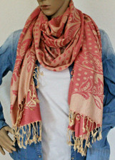 Schal Tuch Viereckstuch Seideneffekt Floral Punkte - rosa/beige- Neu!!! K-12