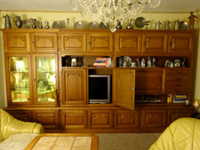 Top Schrankwand, Echtholz, viel Stauraum, Schrank, 6 Teile+Kranz,  3,85 x 2,13 m