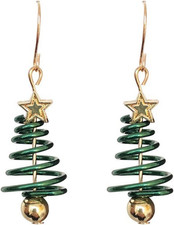 Weihnachten Ohrstecker Spiral-Weihnachtsbaum vergoldet Damen Ohrringe Xmas