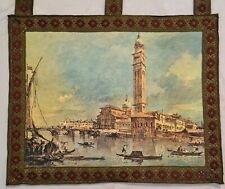 Wandbehang Textilbild antik Meer Boote Stadt 36x29 cm Orient