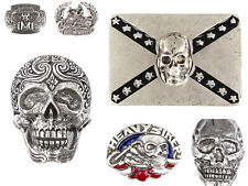 Totenkopf Gürtelschnalle Biker Buckle Skull Motiv Schliesse Gothik Blumenskull