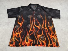 Vintage C-Two Shirt Herren XL Flame Skull Grafik Tribal Y2K Rock Grunge Festival 90s
