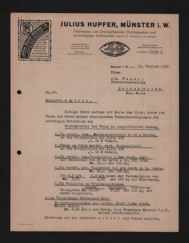 Münster brief 1930 julius - mÜnster,, 1930,