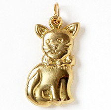 Anhänger 8 Karat 333 Gold Gelbgold 0,69 g Katze Kätzchen mit Schleife