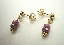 Rubin Edelstein Button facettiert Ohrstecker Ohrschmuck 925 Silber vergoldet