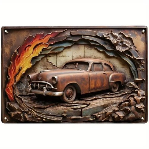 Blechschild oldtimer rostoptik - blechschild,